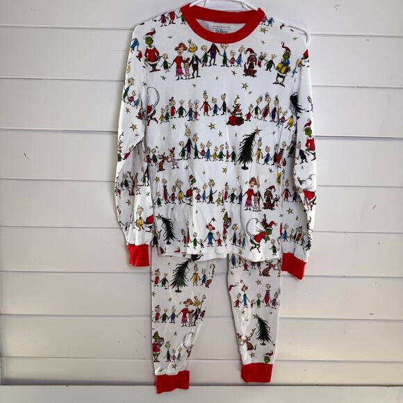 Pottery Barn Grinch Organic Cotton Adult Pajamas Set Women Small Pants - Picture 1 of 9